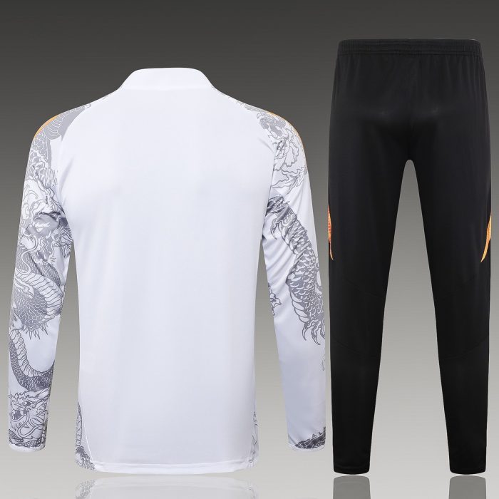 Real Madrid 24-25 White (Spray Ink Dragon) Half-Zip Jacket - 图片 2