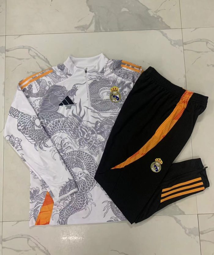 Real Madrid 24-25 White (Spray Ink Dragon) Half-Zip Jacket - 图片 9