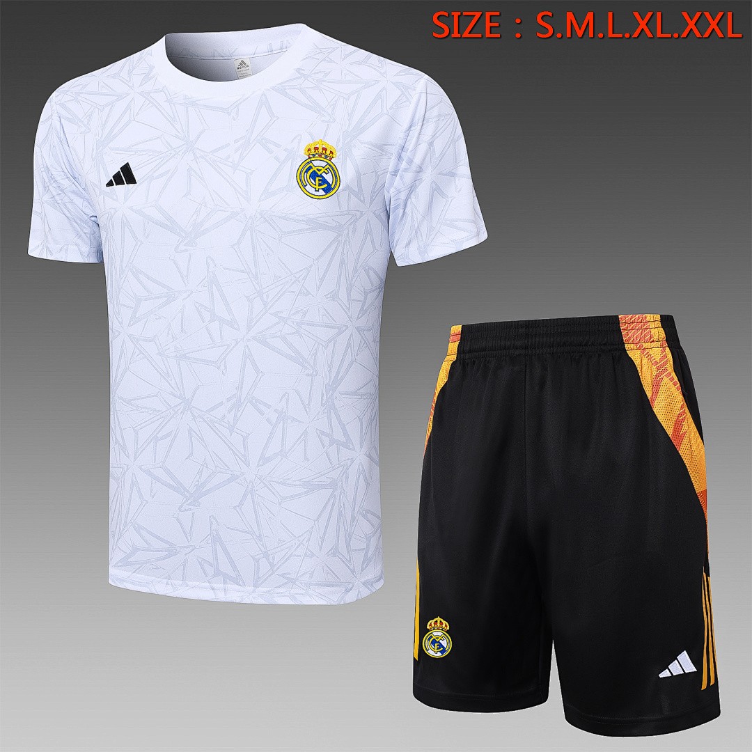 JER-5346_1 Real Madrid 24-25 White Splatter Short Sleeve Training Shirt - 图片 1
