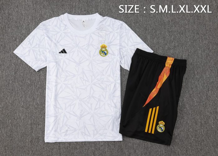 Real Madrid 24-25 White Splatter Short Sleeve Training Shirt - 图片 2