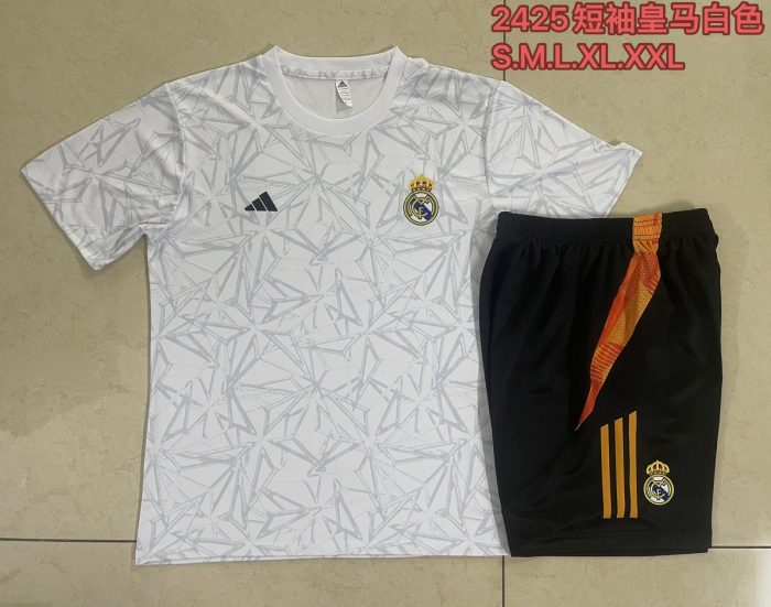 Real Madrid 24-25 White Splatter Short Sleeve Training Shirt - 图片 9