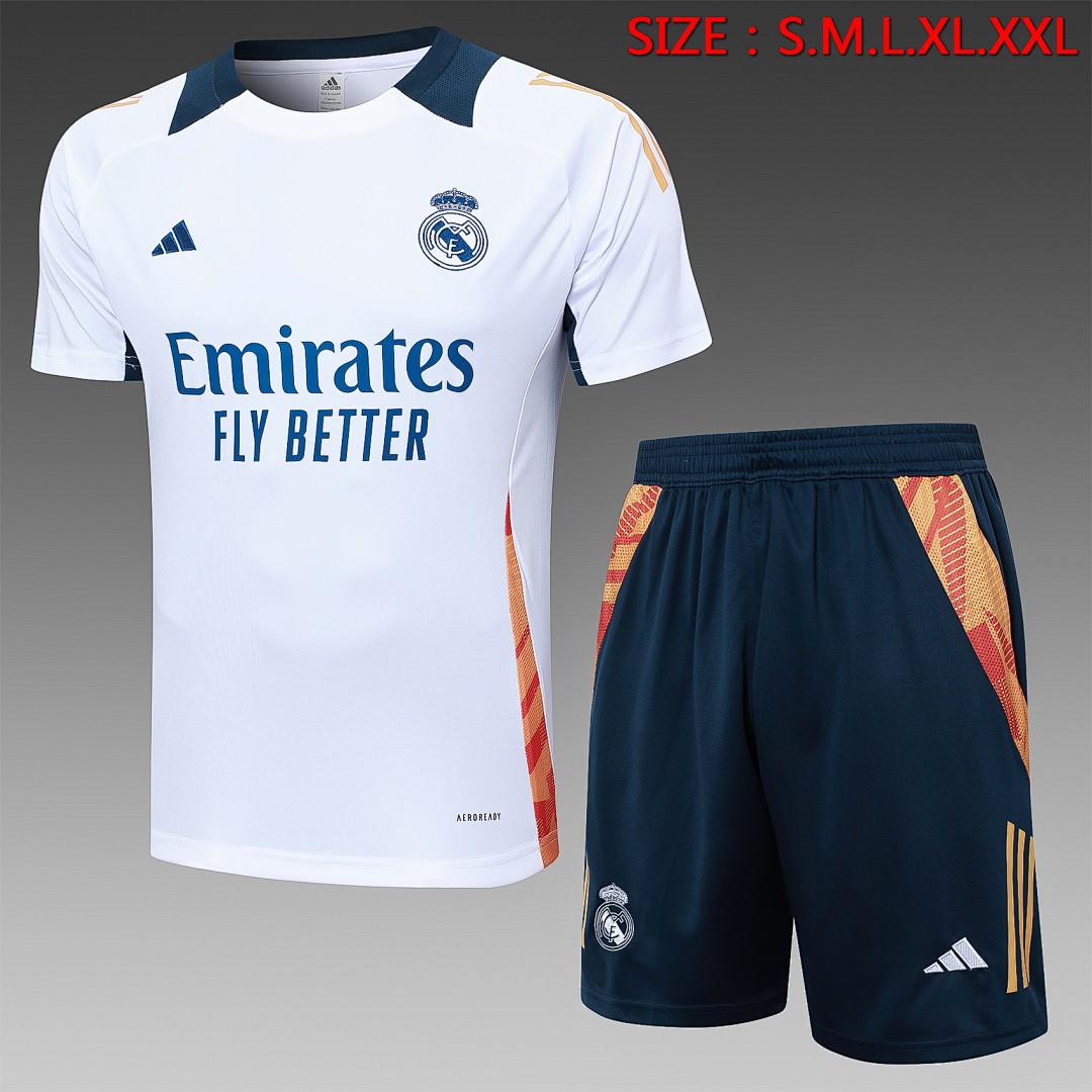 JER-5347_1 Real Madrid 24-25 White Short Sleeve Training T-Shirt - 图片 1