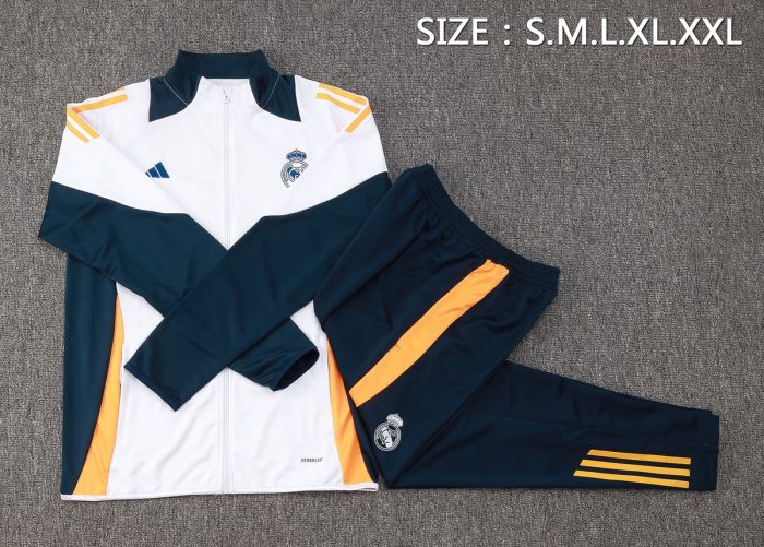 Real Madrid 24-25 White Kids Long Zipper Jacket - 图片 2