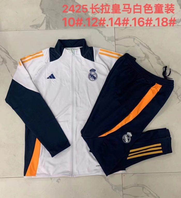 Real Madrid 24-25 White Kids Long Zipper Jacket - 图片 9