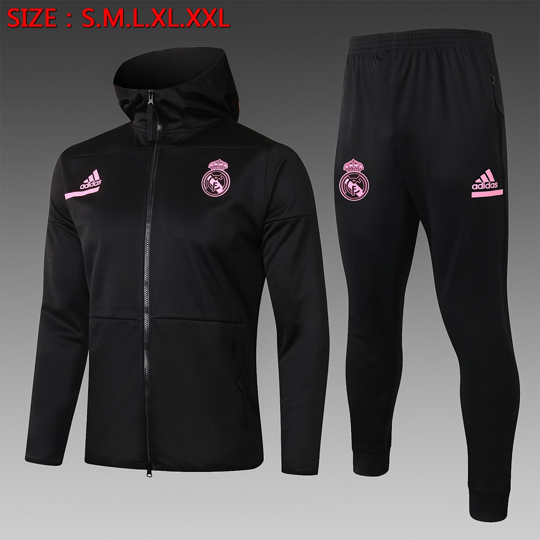 JER-5353_1 Real Madrid 2021 Long Zip Hoodie Black - 图片 1