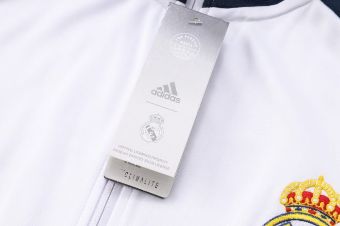 Real Madrid 22/23 Long Zip Jacket White with Royal Blue Sleeves - 图片 4