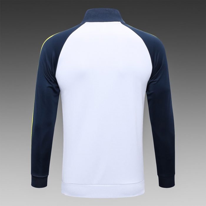 Real Madrid 22/23 Long Zip Jacket White with Royal Blue Sleeves - 图片 7