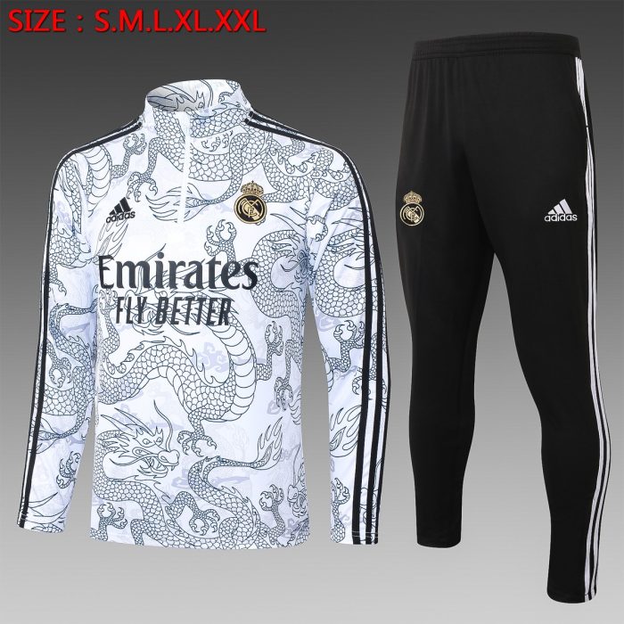 Real Madrid 23-24 Half-Zip Jacket White (Spray Ink Chinese Dragon) - 图片 8