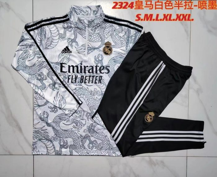 Real Madrid 23-24 Half-Zip Jacket White (Spray Ink Chinese Dragon) - 图片 9