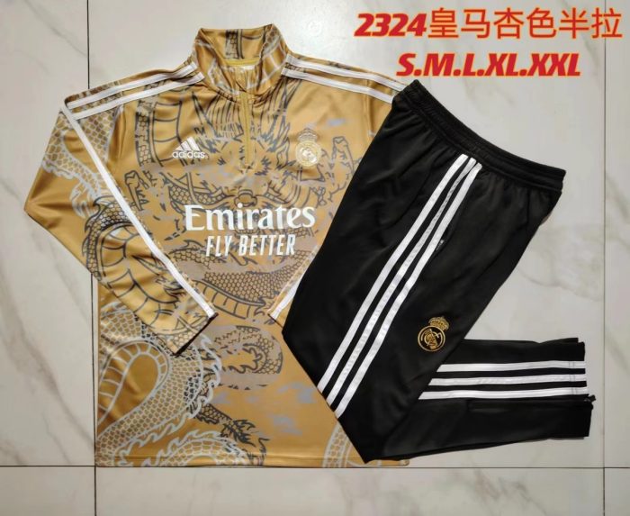 Real Madrid 23-24 Half-Zip Jacket Apricot Ink Splatter - 图片 8