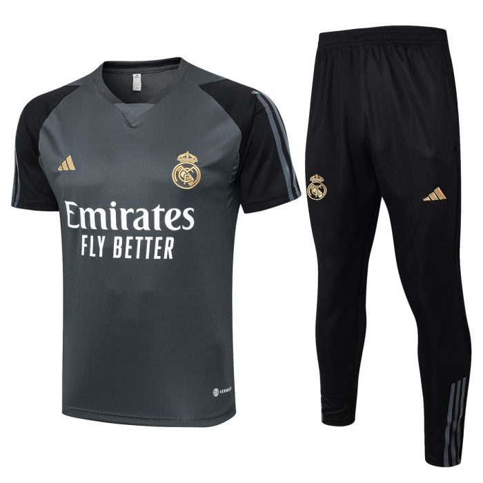 Real Madrid 23-24 Short Sleeve Training Suit Dark Green - 图片 5