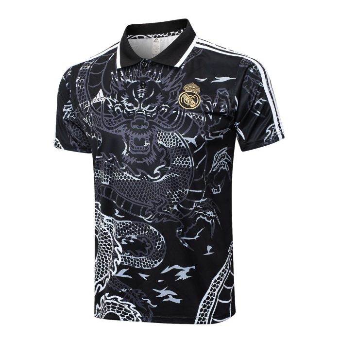 Real Madrid 23-24 Black Ink Splash (Chinese Dragon) Polo - 图片 8
