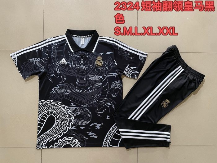 Real Madrid 23-24 Black Ink Splash (Chinese Dragon) Polo - 图片 9