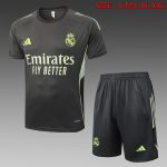 Real Madrid Grey Green Short Sleeve Training Suit