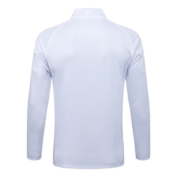 Real Madrid White Long Zipper Jacket with Blue Trim - 图片 7
