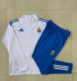 Real Madrid White Long Zipper Jacket with Blue Trim - 图片 9