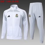 Real Madrid White Grey Long Zipper Jacket
