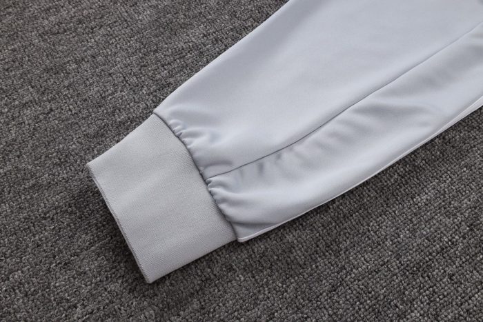 Real Madrid White Grey Long Zipper Jacket - 图片 3