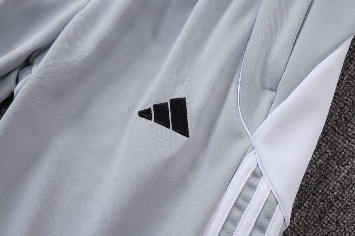 Real Madrid White Grey Long Zipper Jacket - 图片 4