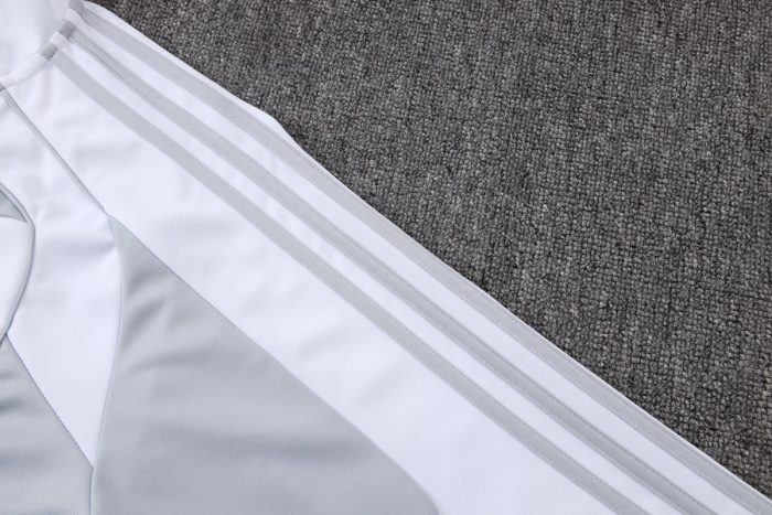Real Madrid White Grey Long Zipper Jacket - 图片 6