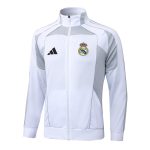 Real Madrid White Grey Long Zipper Jacket - 图片 8
