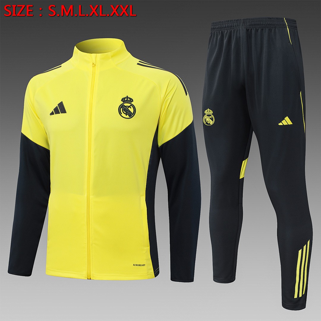 JER-5380_1 Real Madrid Yellow Long Zipper Jacket - 图片 1