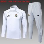 Real Madrid White Grey Kids' Half-Zip Jacket