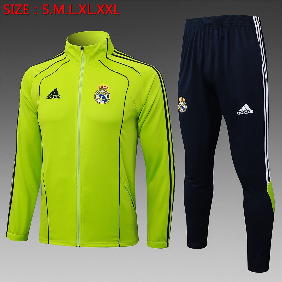 JER-5382_1 Real Madrid Green Retro Long Zipper Jacket - 图片 1