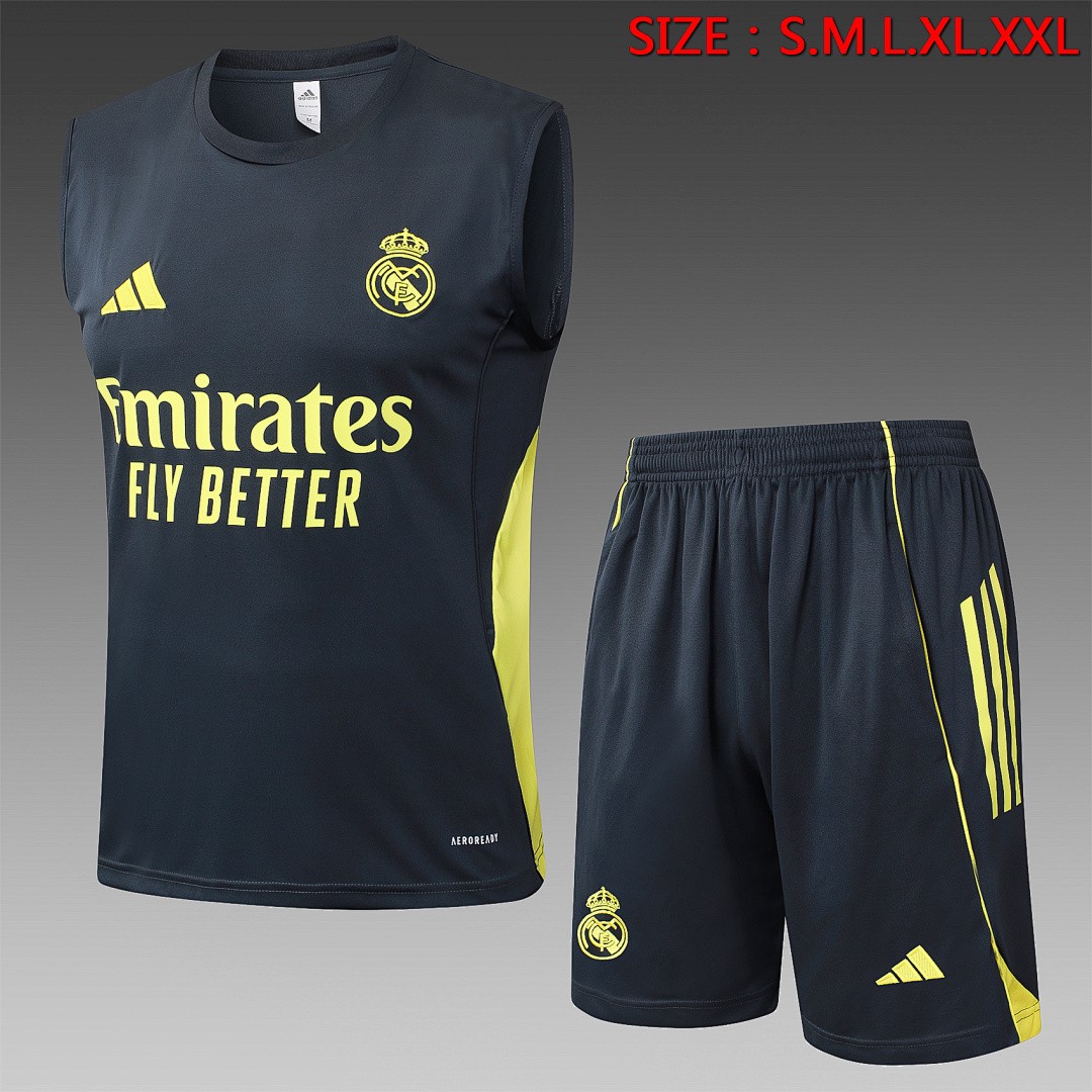 JER-5383_1 Real Madrid Vest Dark Gray (Yellow Logo) - 图片 1