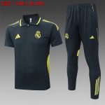 Real Madrid Polo Shirt Dark Gray with Green Trim