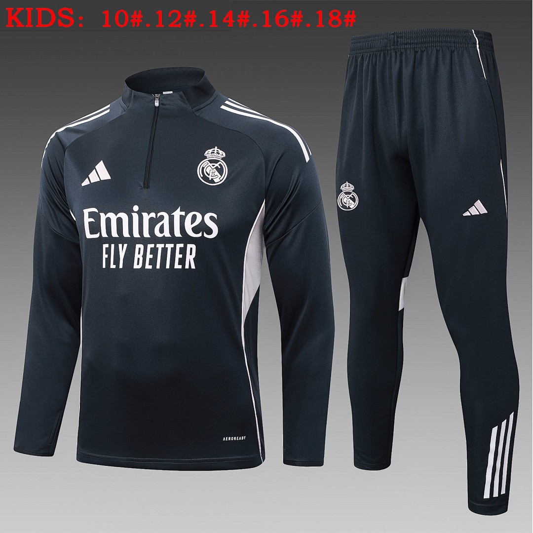 JER-5385_1 Real Madrid Kids Dark Gray Half-Zip Jacket - 图片 1