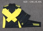 Real Madrid Long Zipper Jacket Dark Gray with Yellow Sleeves - 图片 2