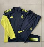 Real Madrid Long Zipper Jacket Dark Gray with Yellow Sleeves - 图片 9