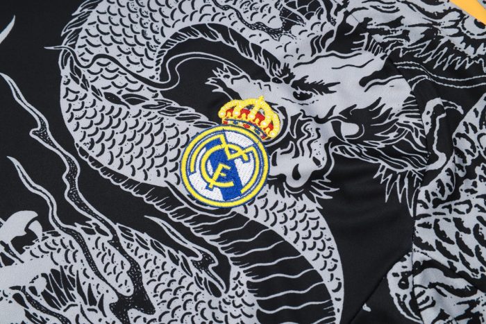 Real Madrid 24-25 Black Dragon Print Short Sleeve Training Set - 图片 6