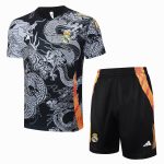 Real Madrid 24-25 Black Dragon Print Short Sleeve Training Set - 图片 8