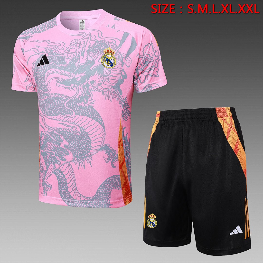 JER-5388_1 Real Madrid 24-25 Pink (Ink Dragon) Short Sleeve Training Shirt - 图片 1