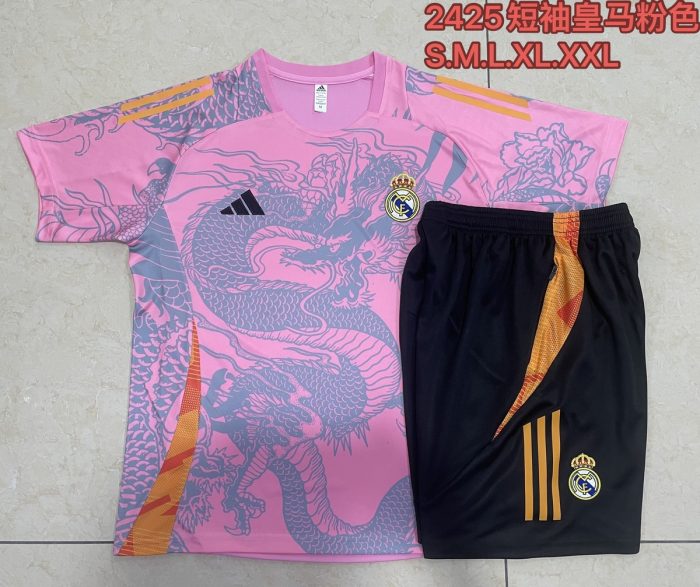Real Madrid 24-25 Pink (Ink Dragon) Short Sleeve Training Shirt - 图片 9