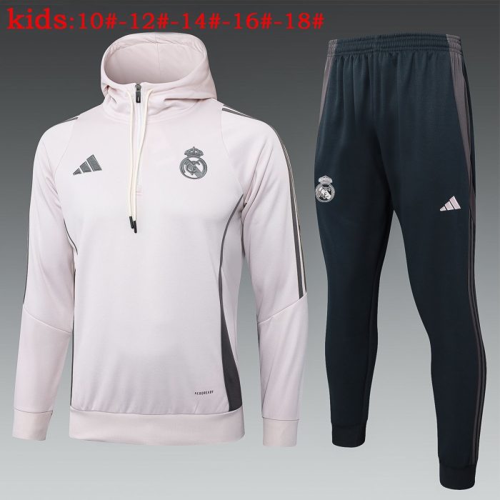 Real Madrid 24/25 Half-Zip Hoodie Light Pink Kids - 图片 2