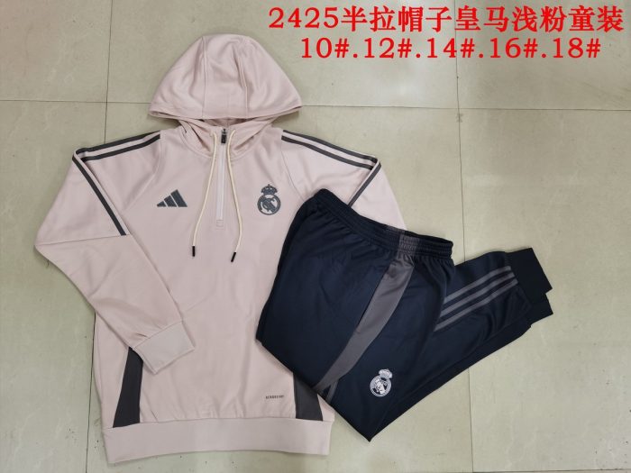 Real Madrid 24/25 Half-Zip Hoodie Light Pink Kids - 图片 4