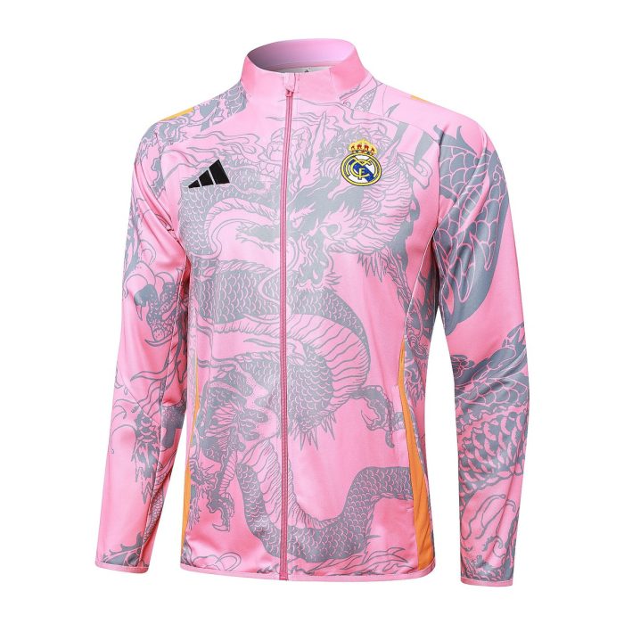 Real Madrid 24/25 Pink (Spray Ink Dragon) Long Zipper Jacket - 图片 4