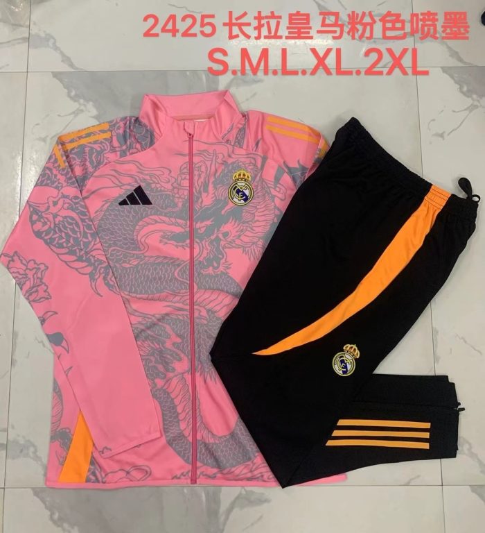Real Madrid 24/25 Pink (Spray Ink Dragon) Long Zipper Jacket - 图片 9
