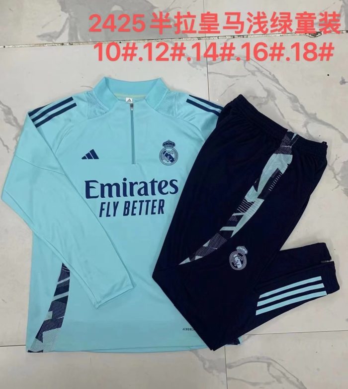 Real Madrid 24/25 Light Green Half-Zip Jacket Kids - 图片 4