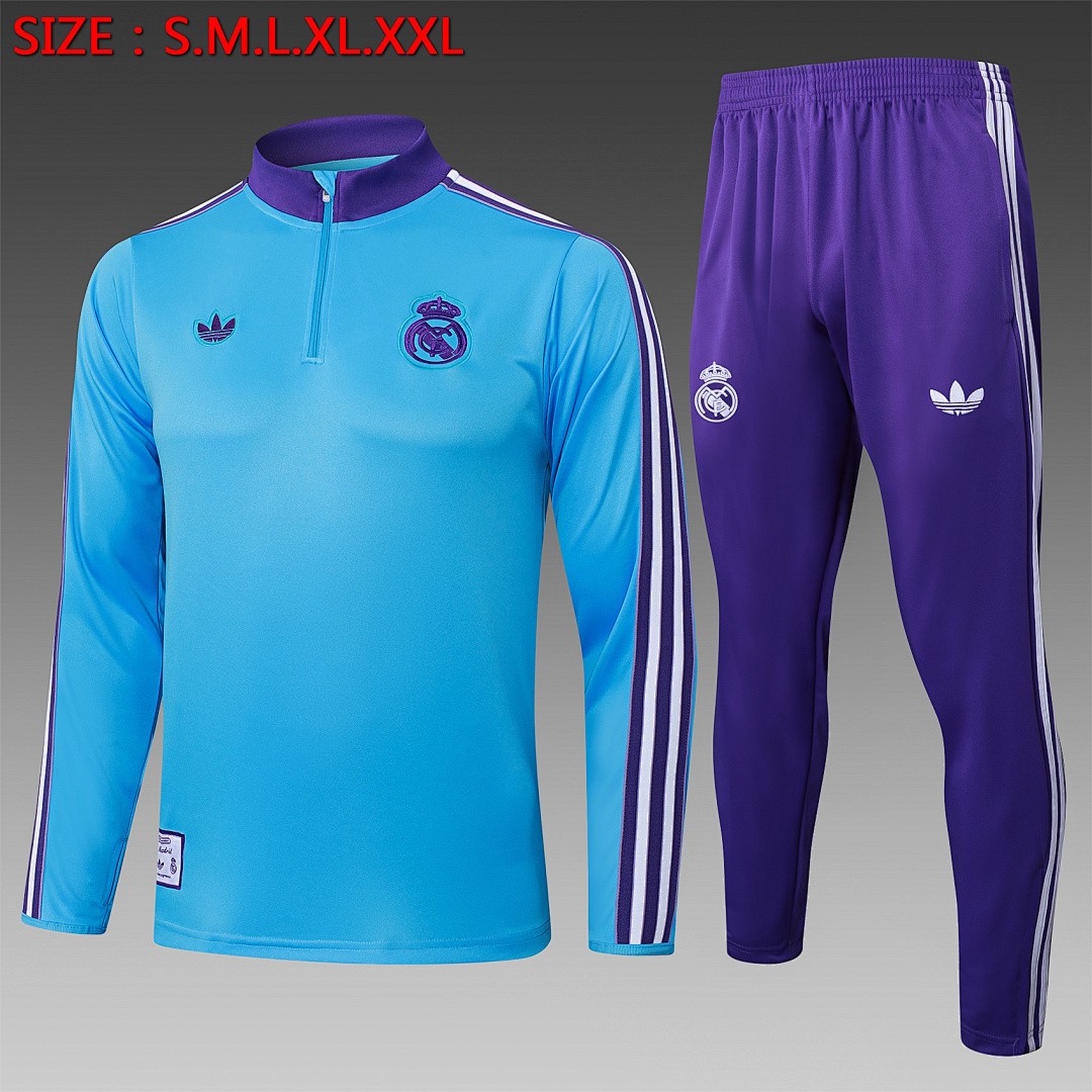 JER-5395_1 Real Madrid Light Blue Retro Polo - 图片 1