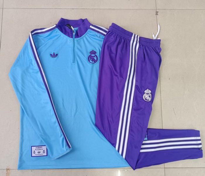 Real Madrid Light Blue Retro Polo - 图片 9