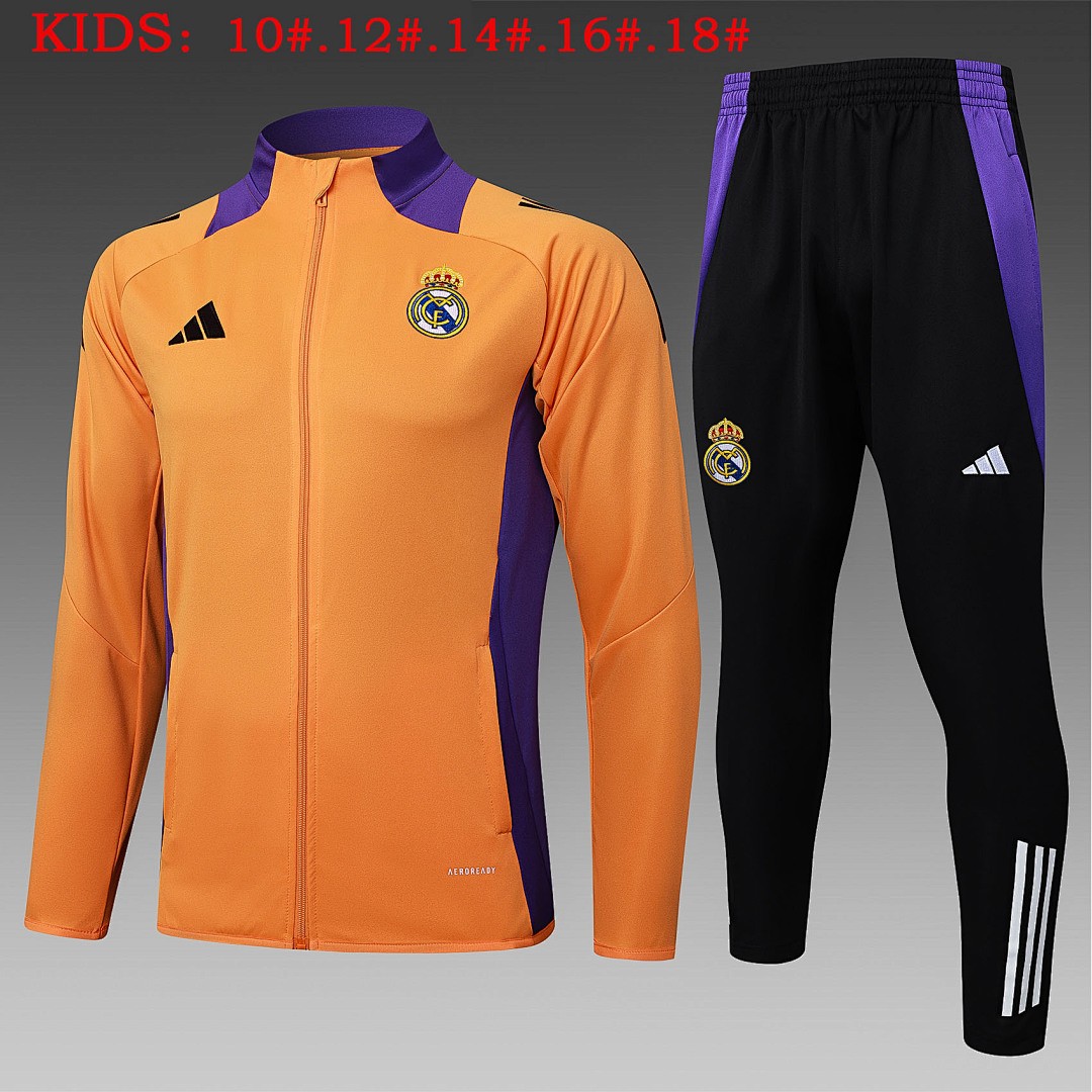 JER-5397_1 Real Madrid 24-25 Yellow Kids Long Zipper Jacket - 图片 1