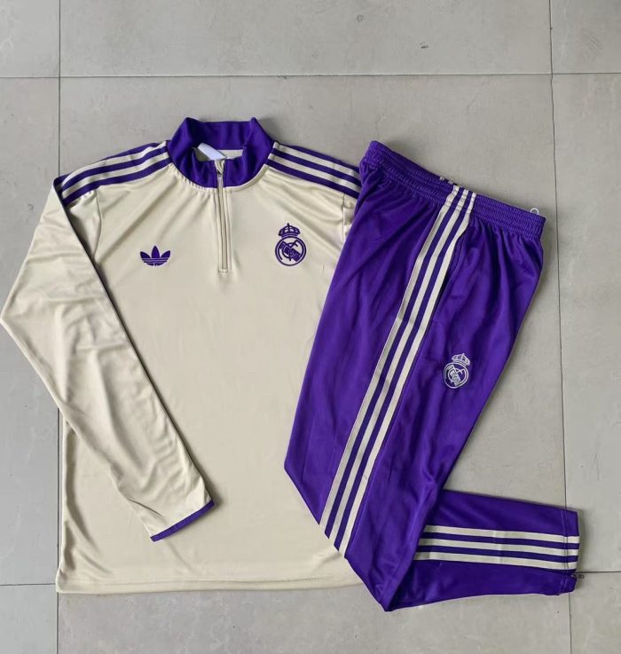 Real Madrid 25/26 Semi-Zip Jacket Apricot Retro Edition - 图片 9