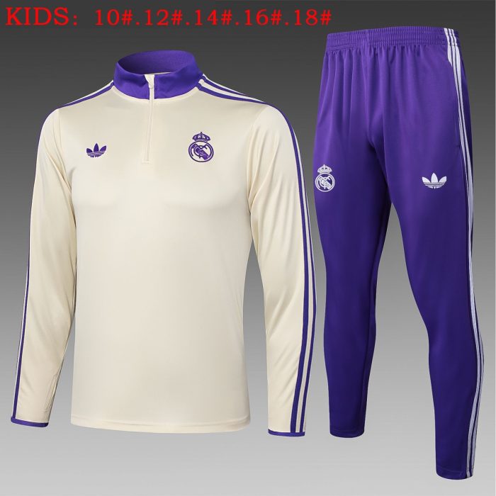 Real Madrid Kids Vintage Apricot Half-Zip Jacket - 图片 2
