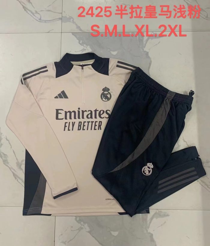 Real Madrid 24-25 Half Zip Jacket Light Pink - 图片 9