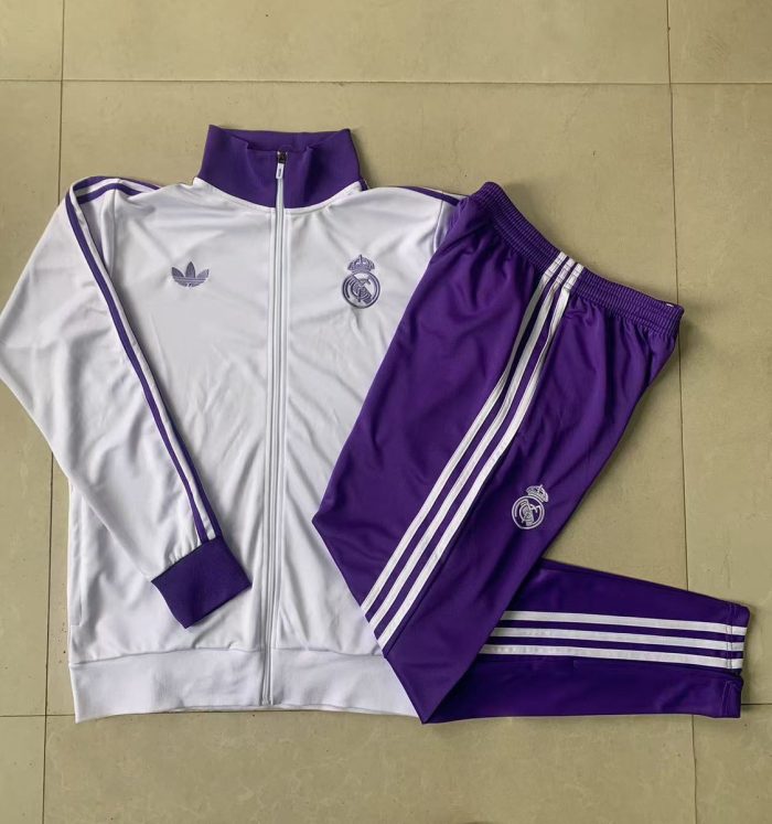 Real Madrid 24/25 White Retro Edition (Purple Collar) Kids - 图片 3