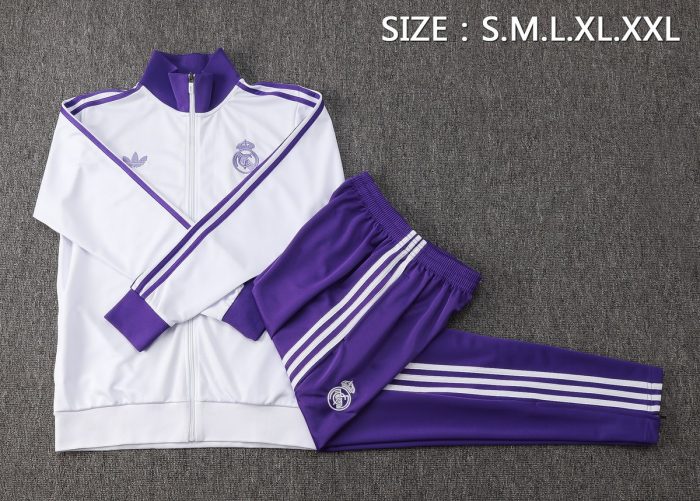 Real Madrid 24-25 White Retro Edition with Purple Collar - 图片 2